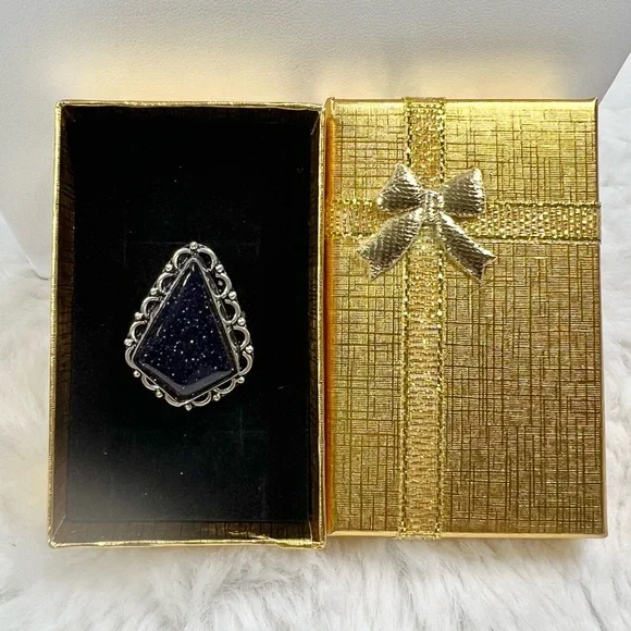 Blue Sunstone Add on Item Ring size 8.5 - Picture 2 of 5